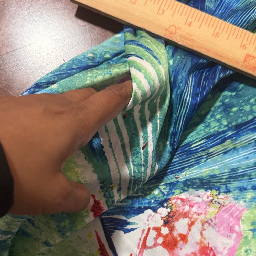 Natori Blue Floral Maxi kaftan pockets Dress private luxuries paradise palms M - Picture 8 of 9